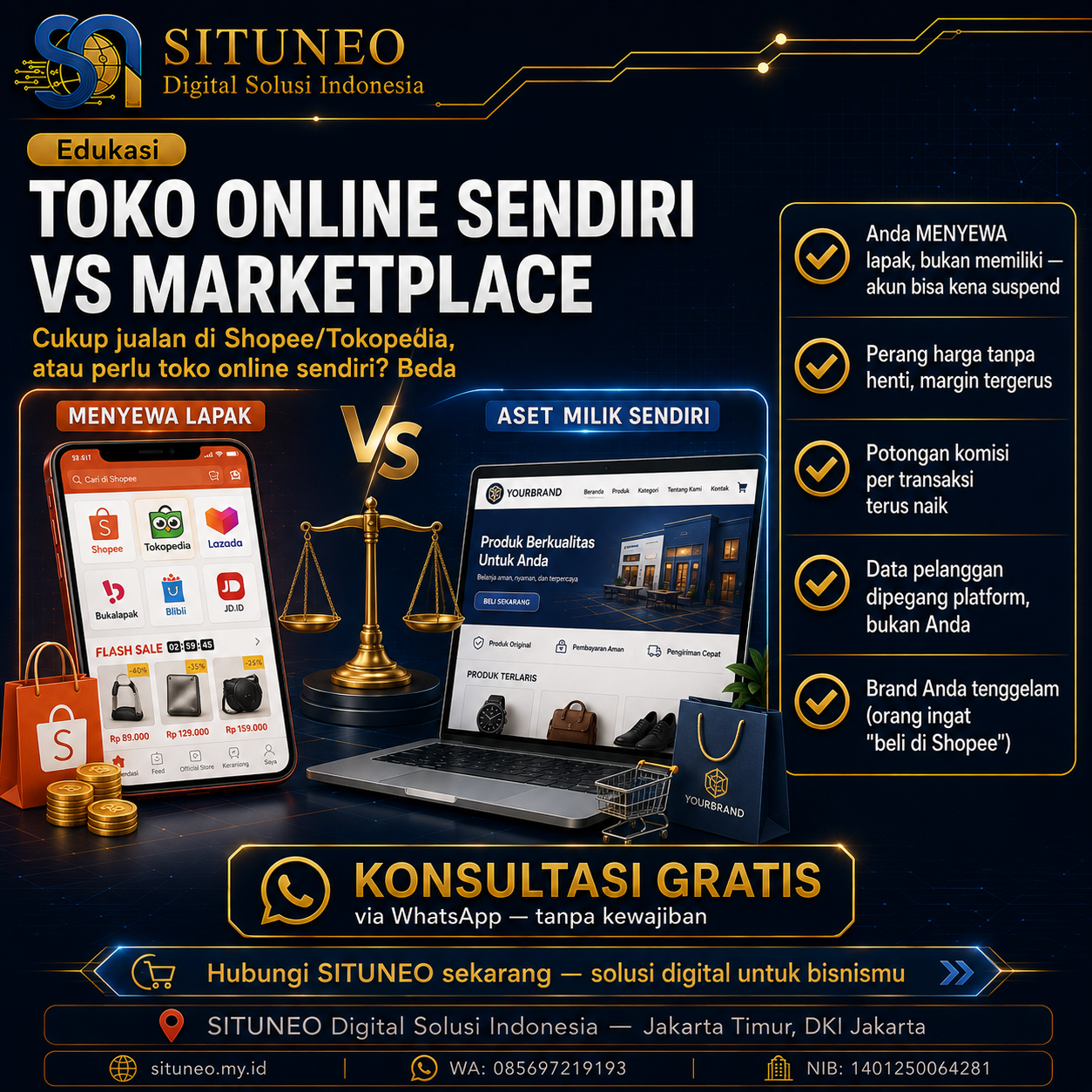 Toko Online Sendiri vs Marketplace