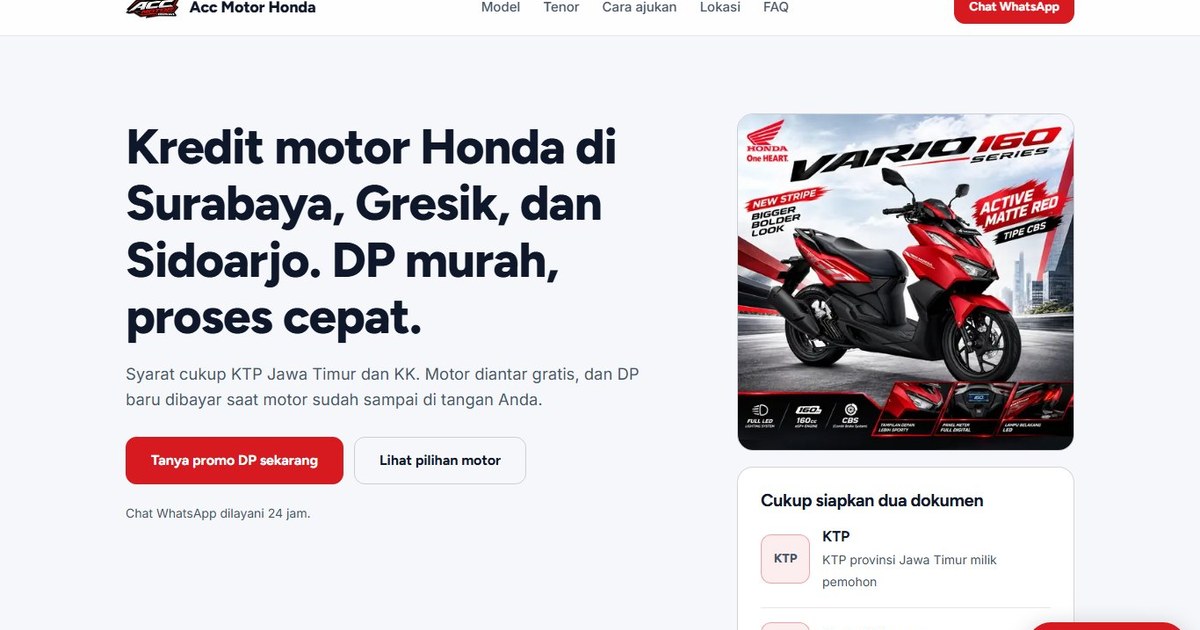 Studi Kasus: Landing Page Kredit Motor Acc Motor Honda Cepat di HP