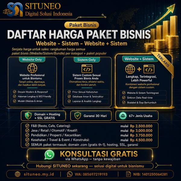 Daftar Harga Paket Bisnis (Semua Bidang Usaha)
