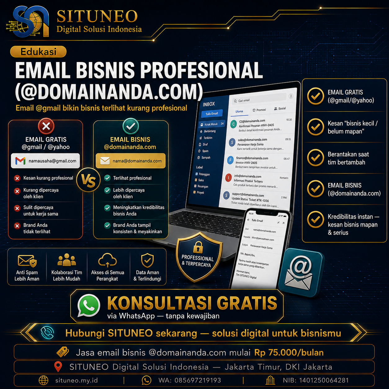 Email Bisnis Profesional (@domainanda.com)