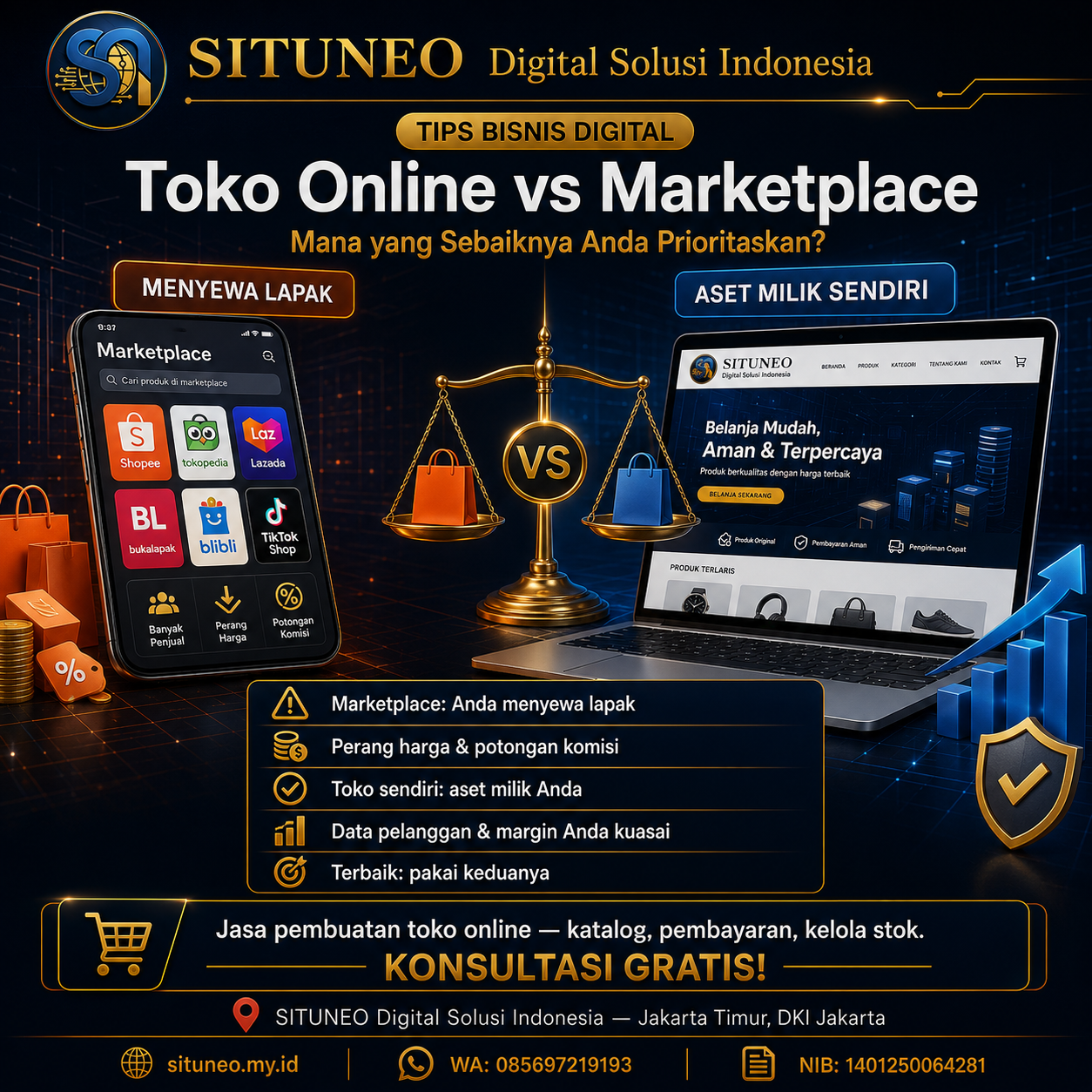 Toko Online Sendiri vs Marketplace