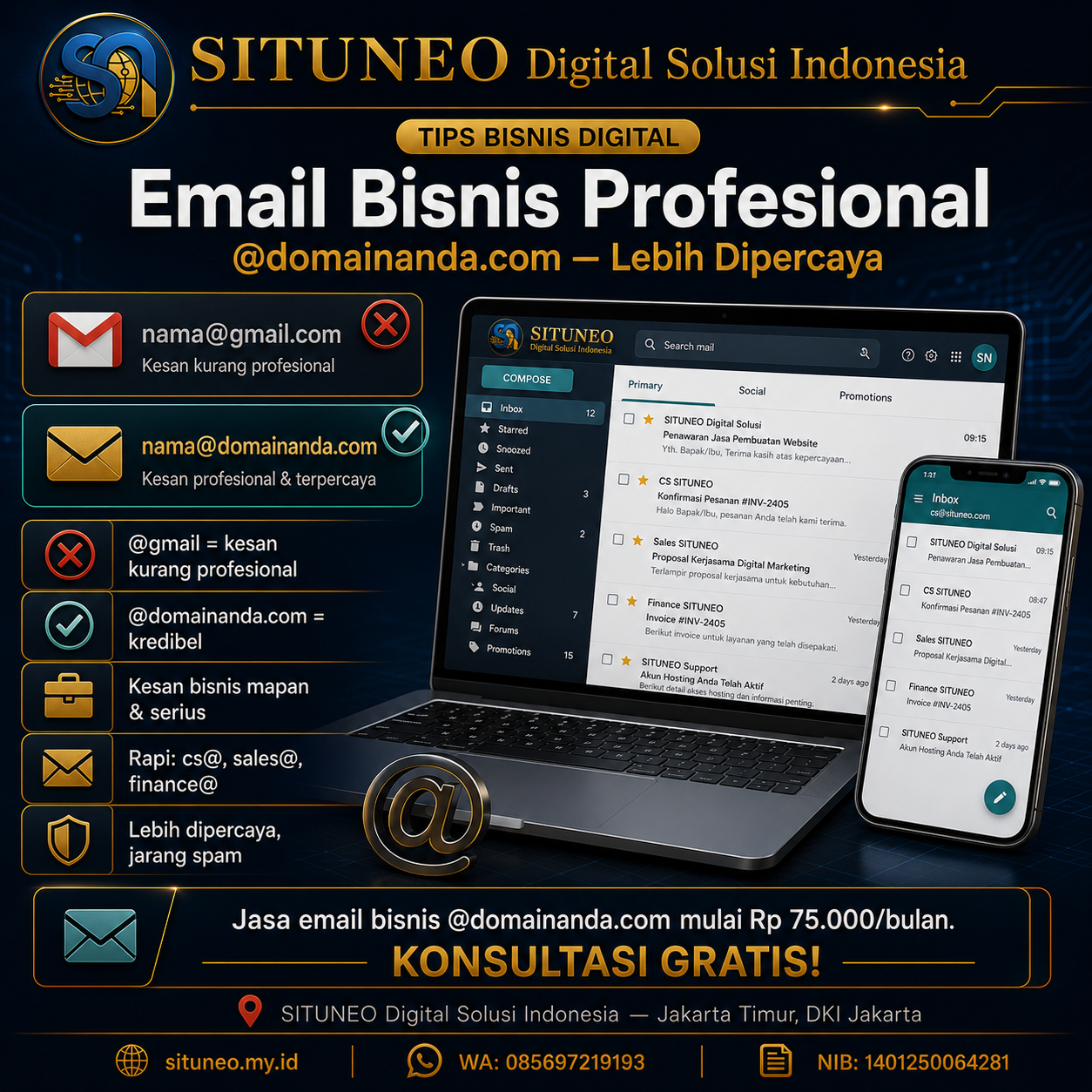 Email Bisnis Profesional (@domainanda.com)