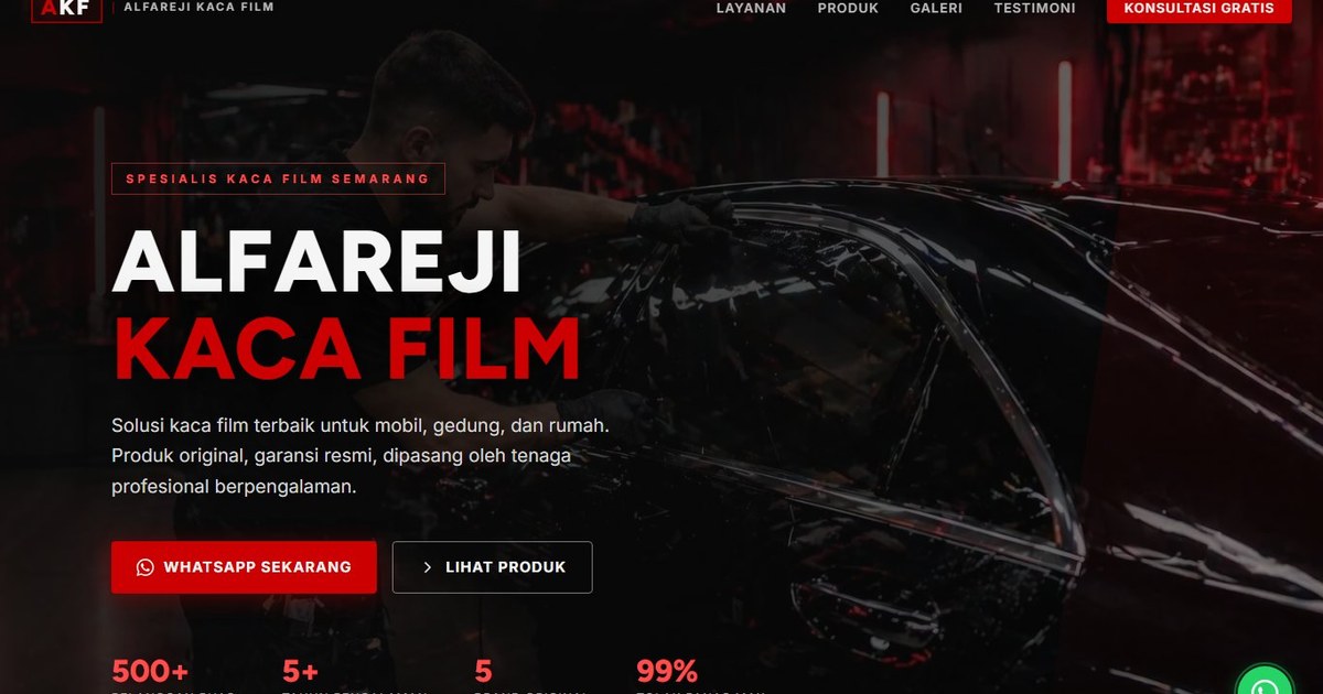 Studi Kasus: Landing Page Alfareji Kaca Film Semarang 100/100