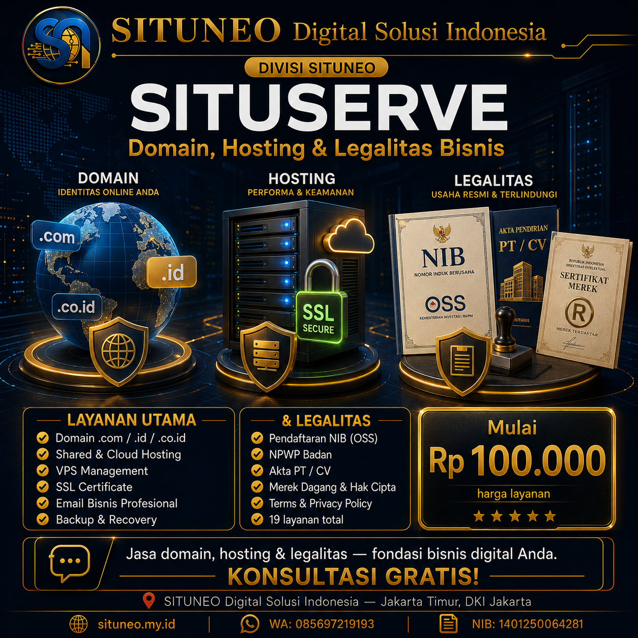 SITUSERVE — Domain, Hosting & Legal