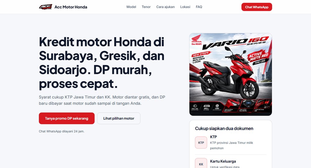 Acc Kredit Motor Honda Surabaya