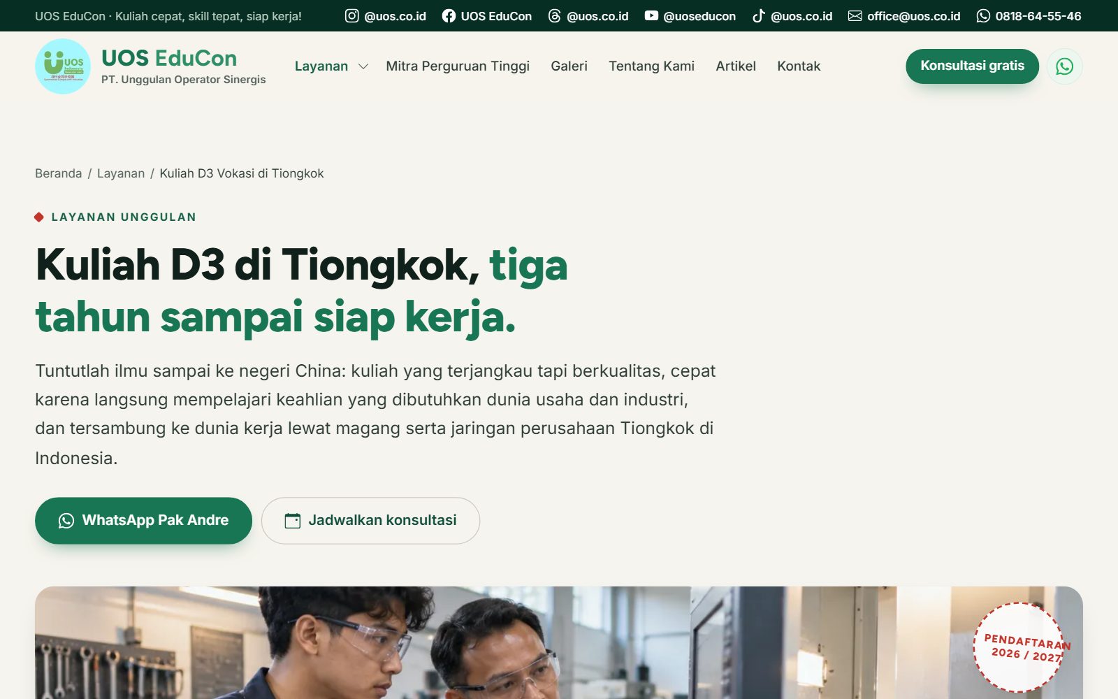 UOS EduCon — Website Konsultan Kuliah & Kerja ke Tiongkok - foto 2